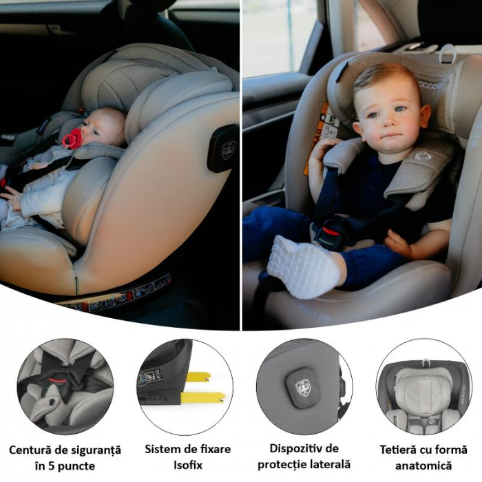 Scaun auto iSize 40-150 cm Coccolle Nova Moonlit grey+Coccolle protectie bancheta auto mica [14]