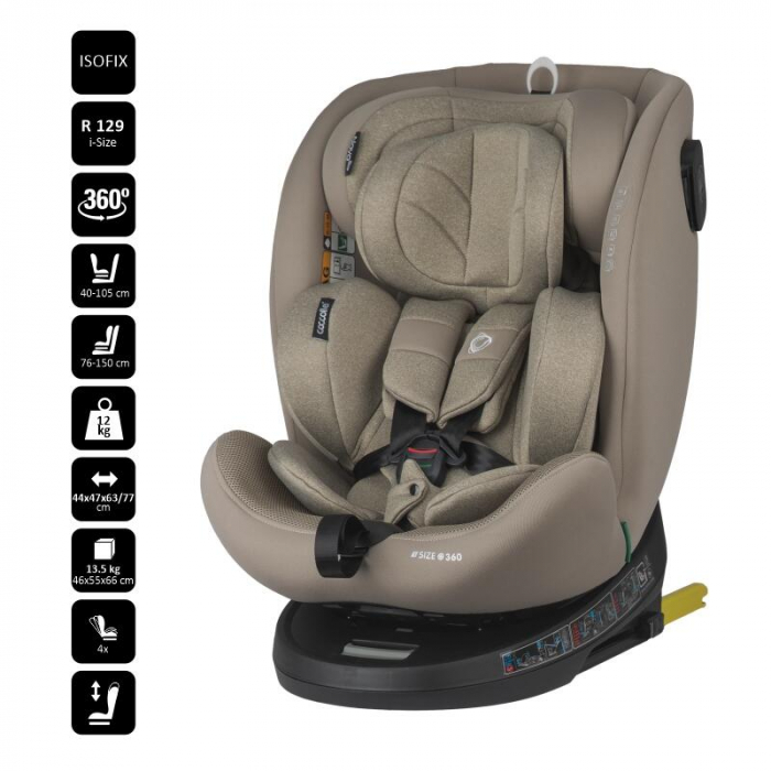 Scaun auto iSize 40-150 cm Coccolle Nova Sand beige+Coccolle protectie bancheta auto mica [4]