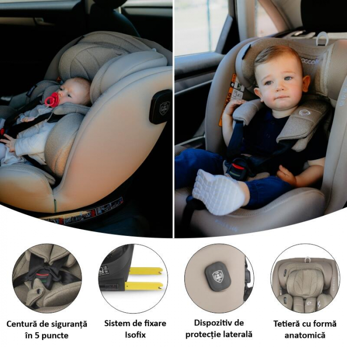 Scaun auto iSize 40-150 cm Coccolle Nova Sand beige+Coccolle protectie bancheta auto mica [14]