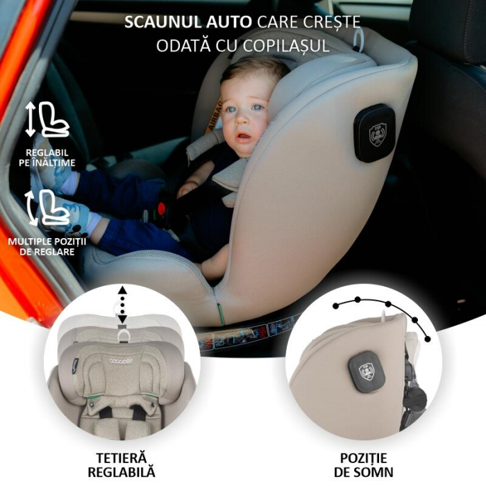 Scaun auto iSize 40-150 cm Coccolle Nova Sand beige+Coccolle protectie bancheta auto mica [15]