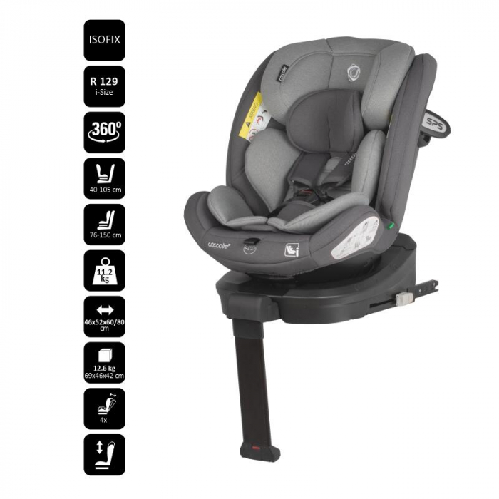 Scaun auto iSize 40-150 cm Coccolle Sidra Diamond black + Coccolle protectie bancheta auto mica [4]