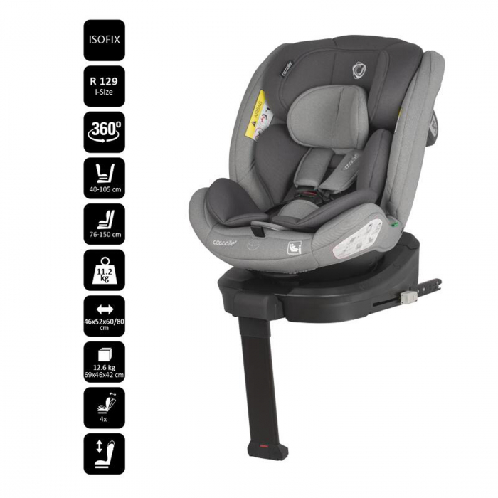 Scaun auto iSize 40-150 cm COCCOLLE Sidra Moonlit grey [4]