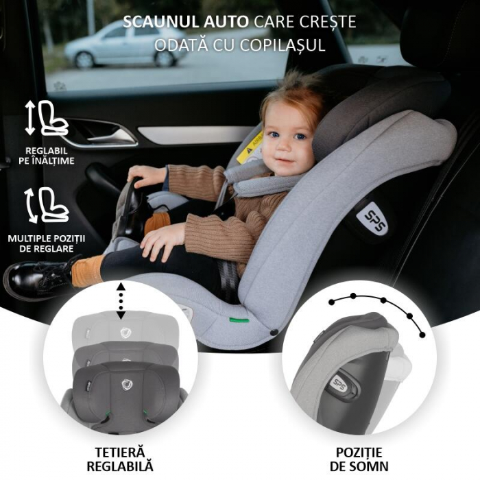 Scaun auto iSize 40-150 cm Coccolle Sidra Moonlit grey+Coccolle protectie bancheta auto mica [14]