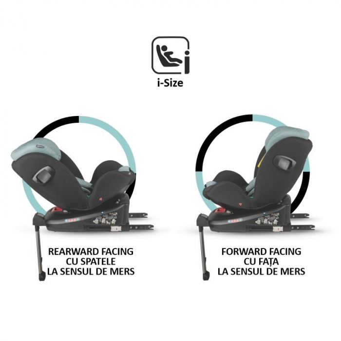 Scaun auto iSize 40-150 cm Coccolle Vigo Emerald green+Coccolle Parasolar auto cu ventuze [3]