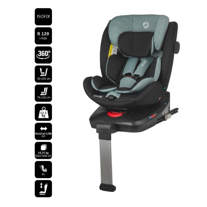Scaun auto iSize 40-150 cm Coccolle Vigo Emerald green+Coccolle Parasolar auto cu ventuze [4]