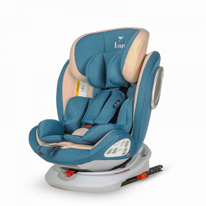 Scaun Auto Rotativ 360 Cu Isofix Si Centura Hapi Ozy Albastru [1]