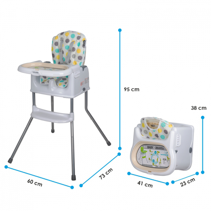 Scaun de luat masa multifunctional 3in1 COCCOLLE Ziti Beige Dots [21]