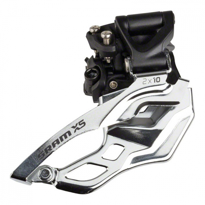 Schimbator fata SRAM X5, tragere jos, compatibil transmisii 2x10 viteze, argintiu [1]