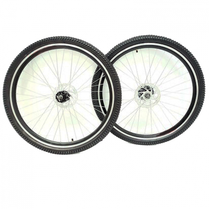 Set roti complete 29" BR Components, aluminiu duble, profil frane disc, 36H, negru [1]