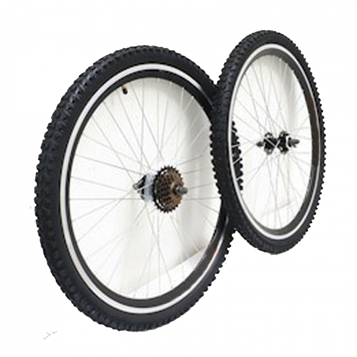 Set roti complete 26" BR Components, aluminiu duble, profil frane V-Brake, 36H, negru [3]