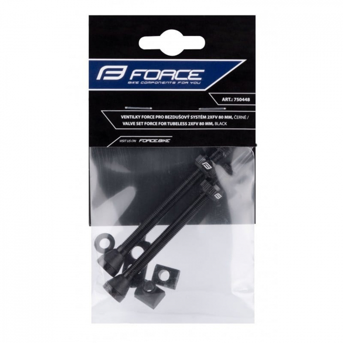 Set valve FV tubeless FORCE, lungime 80 mm, negre [2]