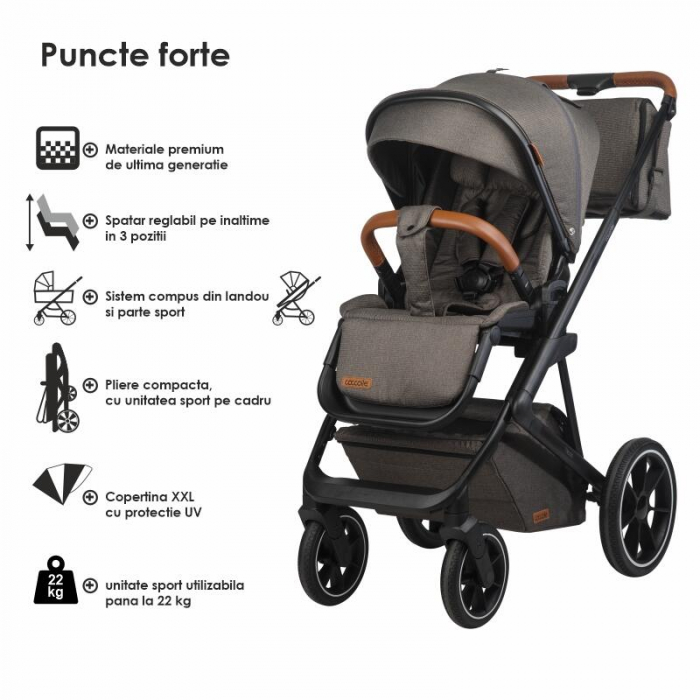 Sistem modular 3in1 Coccolle Nessia Anthracite + Scoica auto Coccolle Knox Anthracite [24]