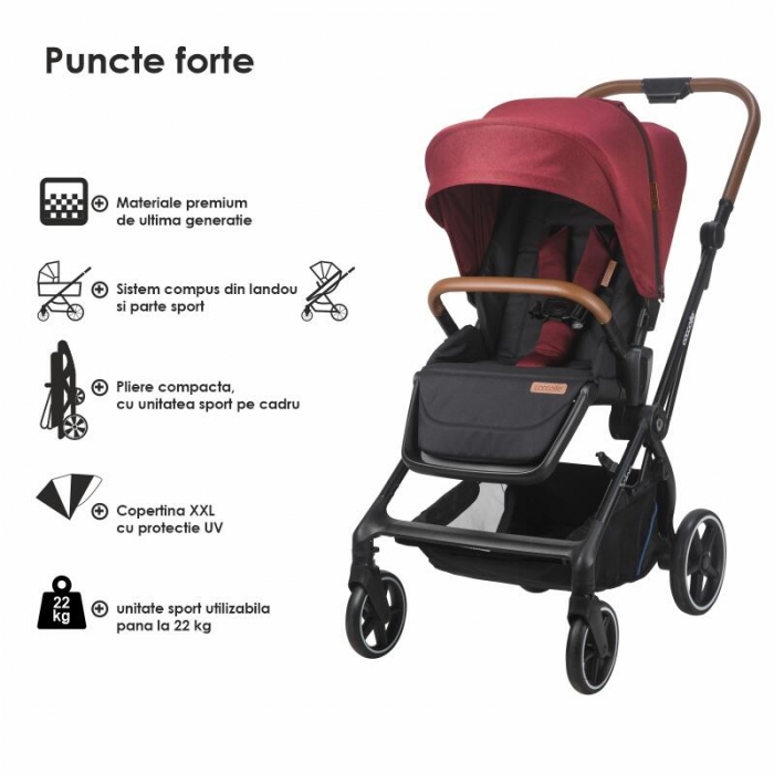 Sistem modular 3in1 Coccolle Saliara Cabernet + Scoica Coccolle Knox Anthracite [26]