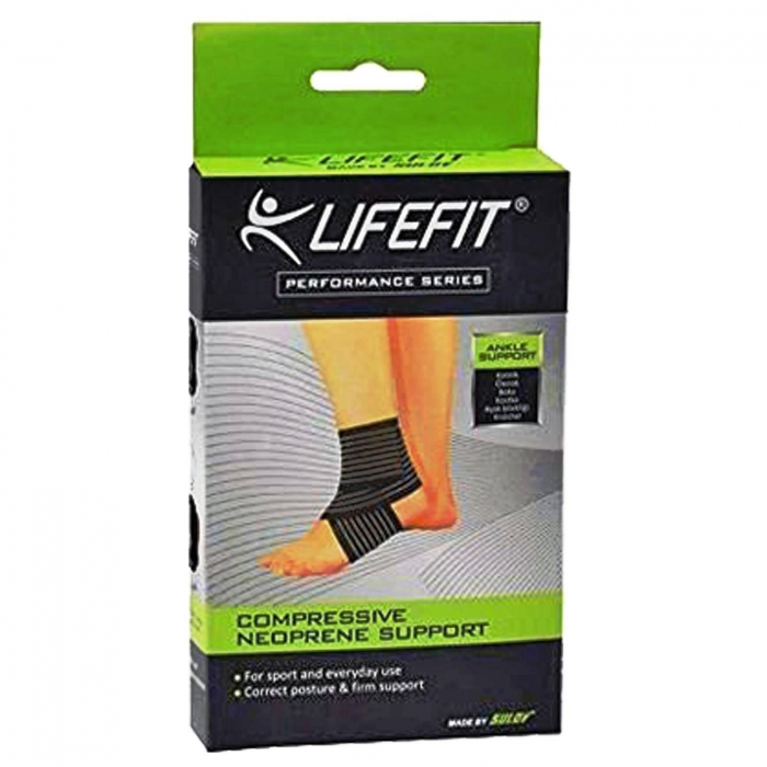 Suport compresie glezna LIFEFIT, negru/verde [2]