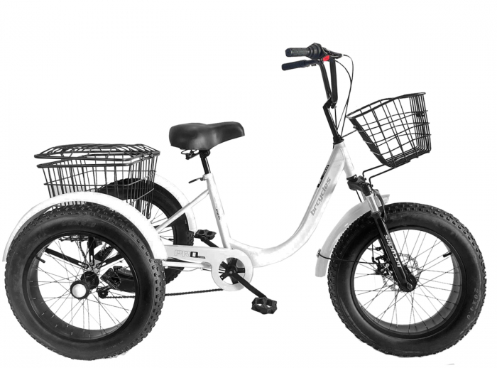 Tricicleta adulti 20" BR Cycles Pro2008, cadru otel 15", frane disc, 6 viteze, alb [2]