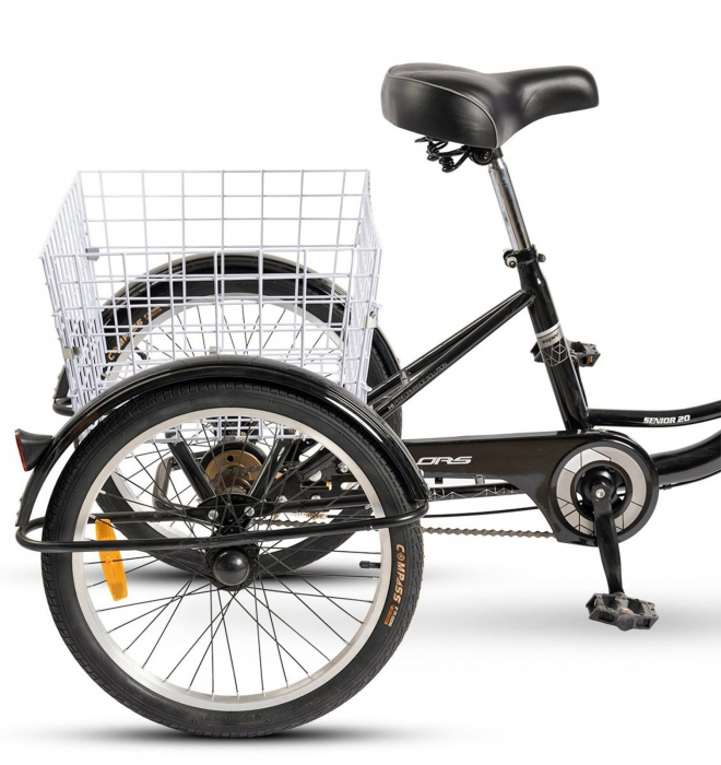 Tricicleta adulti 20" VELORS Senior 20390B, cadru otel 16", frane V-Brake/tambur, single speed [8]