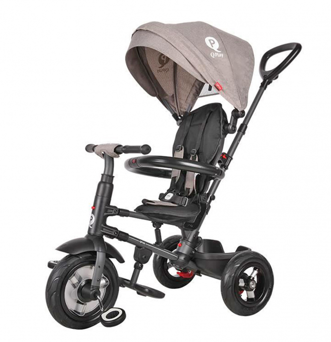 Tricicleta cu roti de cauciuc QPLAY Rito Rubber gri [1]