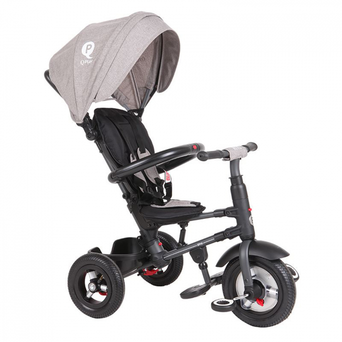 Tricicleta cu roti de cauciuc QPLAY Rito Rubber gri [7]