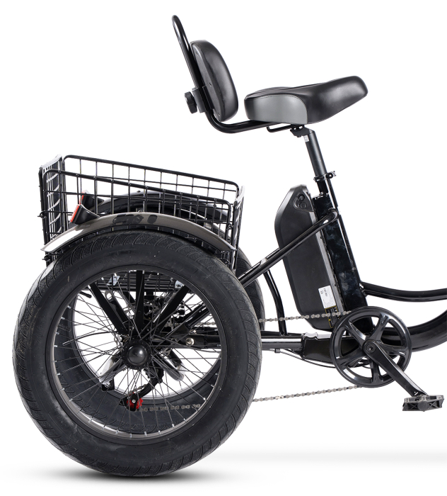 Tricicleta electrica 20" CARPAT E-Senior 20561E, cadru otel 16", frane disc/tambur, 7 viteze, autonomie 40-60 km, negru/galben [7]