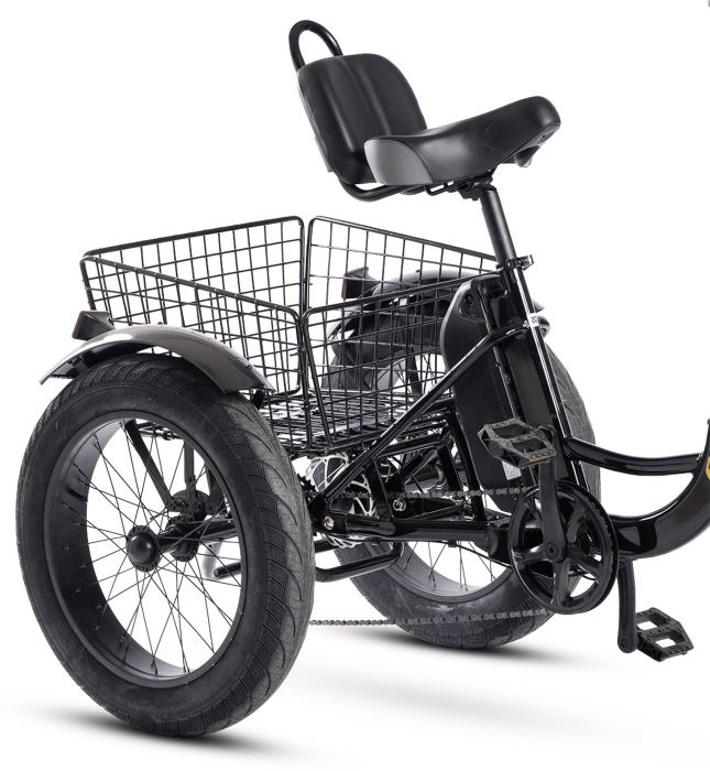 Tricicleta electrica 20" CARPAT E-Senior 20561E, cadru otel 16", frane disc/tambur, 7 viteze, autonomie 40-60 km, negru/galben [12]