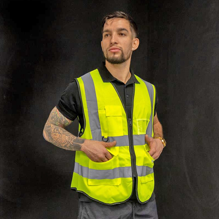 Vesta reflectorizanta cu buzunare FIVESTARS, marime universala, galben fluo [3]