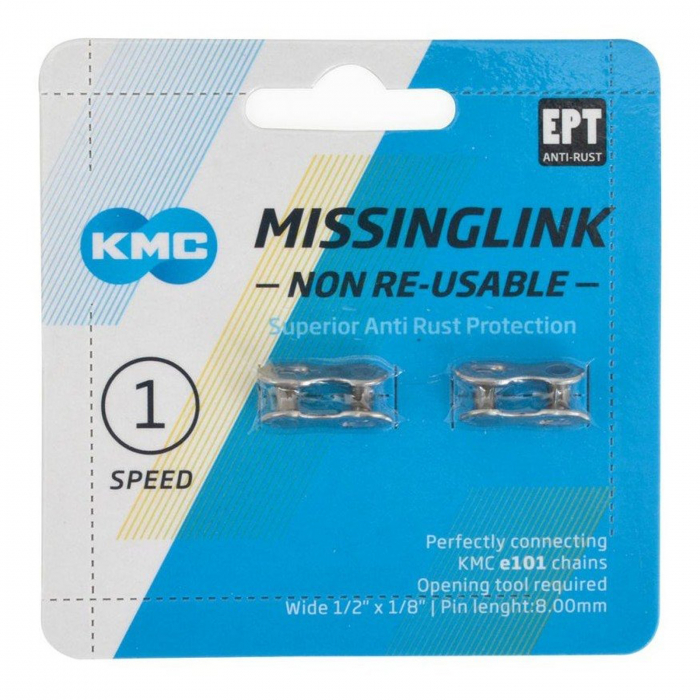 Za rapida KMC Missing Link 101NR EPT Silver, compatibila 1 viteza, argintie [2]
