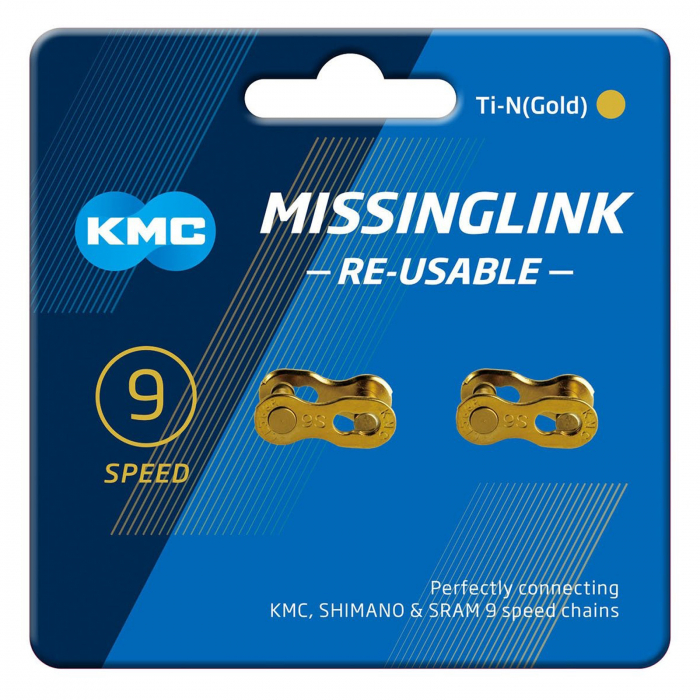 Set 2 zale rapide KMC Missing Link 9R Gold Ti-N, compatibile 9 viteze, auriu [2]