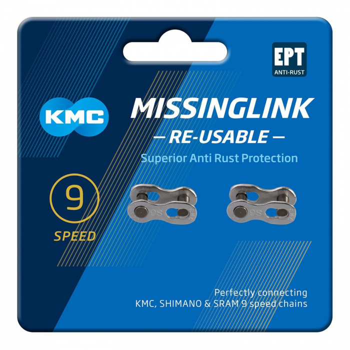 Set 2 zale rapide KMC Missing Link 9R Silver, compatibile 9 viteze, argintii [2]