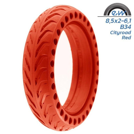 ANVELOPE TROTINETA - Anvelopa trotineta 8.5"x2.0 FIVESTARS, plina, perforata, petru Xiaomi, rosu