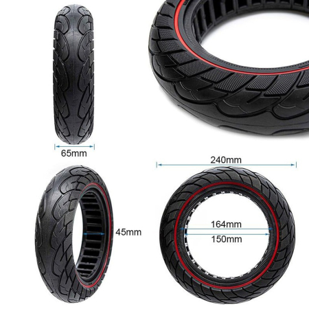 Anvelopa plina trotineta 6"x2.5-6.1/B44-Ultra-Light Nedong Red Line, negru/rosu [4]