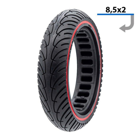 TROTINETE - Anvelopa trotineta 8.5"x2.0 FIVESTARS UltraLight, rigida, negru/rosu