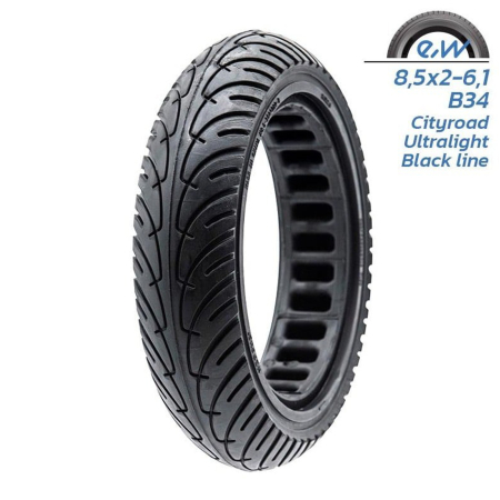 TROTINETE - Anvelopa trotineta 8.5"x2 6.1/B34 FIVESTARS Ultralight Black Line, plina, pentru Xiaomi, negru