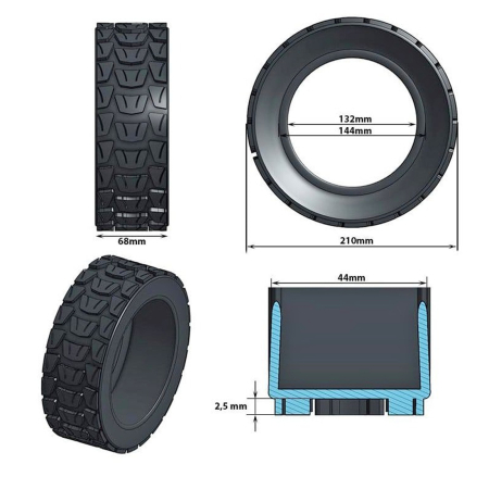 Anvelopa trotineta 8.5"x3.0 FIVESTARS XC-609A-01, rigida, negru [4]