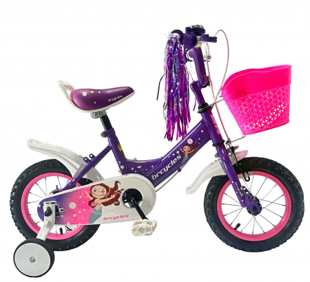 12" (varsta 2-4 ani) - Bicicleta copii 12" BR Jasmine, mov, varsta 2-4 ani