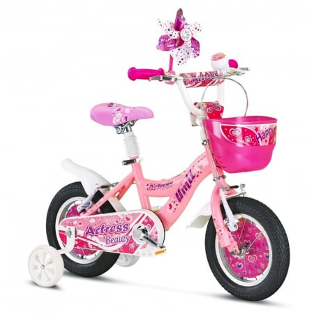 12" (varsta 2-4 ani) - Bicicleta copii 12" UMIT Actress, roz, varsta 2-4 ani