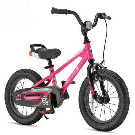 14" (varsta 3-5 ani) - Bicicleta copii 14" ROYAL BABY Freestyle EZ, pedalier detasabil/suport picioare, galben, varsta 3-5 ani