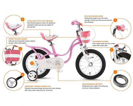 Bicicleta copii 14" ROYAL BABY Little Swan, roz, varsta 3-5 ani [3]
