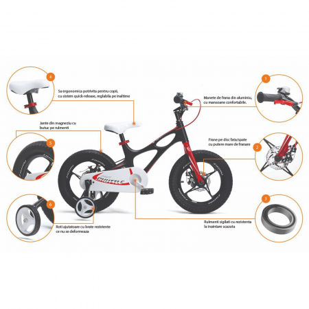 Bicicleta copii 14" ROYAL BABY Space Shuttle, cadru si roti din magneziu, violet, varsta 3-5 ani [2]