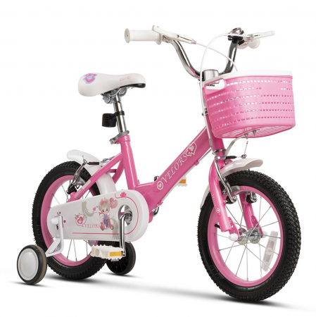 14" (varsta 3-5 ani) - Bicicleta copii 14" VELORS Girl V1402, mov, varsta 3-5 ani