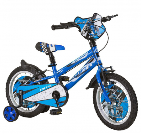 16" (varsta 4-6 ani) - Bicicleta copii 16" MITO BadKid Racing, albastru, varsta 4-6 ani