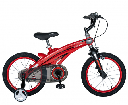 16" (varsta 4-6 ani) - Bicicleta copii 16" LANQ, cadru magneziu, rosu, varsta 4-6 ani