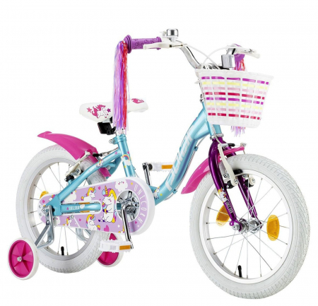 Bicicleta copii 16" POLAR Junior Summer, roz/albastru, varsta 4-6 ani [1]