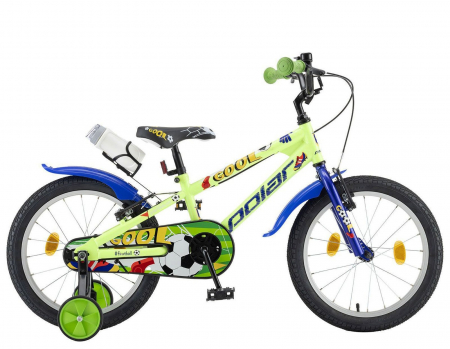 18" (varsta 5-7 ani) - Bicicleta copii 18" POLAR Junior Dino, negru/verde, varsta 5-7 ani