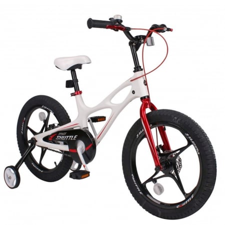 18" (varsta 5-7 ani) - Bicicleta copii 18" ROYAL BABY Space Shuttle, cadru si roti magneziu, alb, varsta 5-7 ani