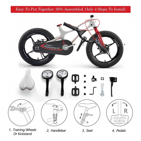 Bicicleta copii 18" ROYAL BABY Space Shuttle, cadru si roti magneziu, alb, varsta 5-7 ani [4]