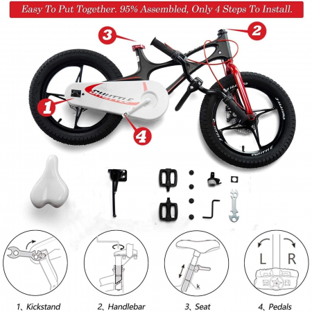 Bicicleta copii 18" ROYAL BABY Space Shuttle, cadru si roti magneziu, alb, varsta 5-7 ani [5]