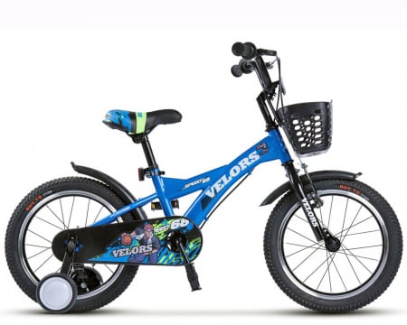 18" (varsta 5-7 ani) - Bicicleta copii 18" VELORS Flash V1803B, albastru, varsta 5-7 ani