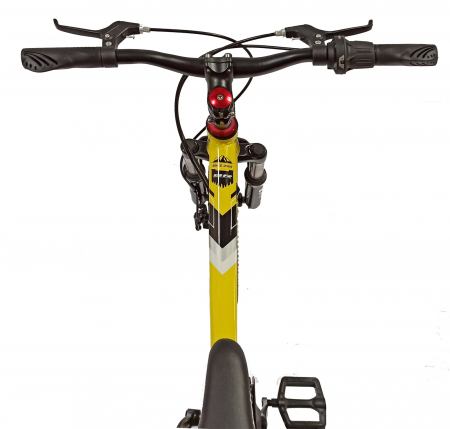 Bicicleta copii 20" BR Inspire, cadru otel 12", manete revoshift, frane disc, 7 viteze, galben/negru, varsta 7-10 ani [4]