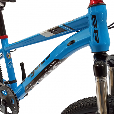 Bicicleta copii 20" BR Inspire, cadru otel 12", manete revoshift, frane disc, 7 viteze, galben/negru, varsta 7-10 ani [12]