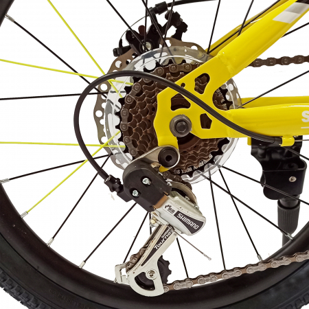 Bicicleta copii 20" BR Inspire, cadru otel 12", manete revoshift, frane disc, 7 viteze, galben/negru, varsta 7-10 ani [6]